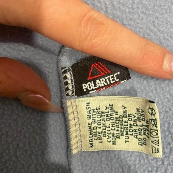 L.L. Bean Med. Periwinkle Blue Purple Fleece Button Jacket Sweatshirt Polartec - Picture 3 of 5